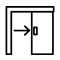A schematic picture of the direction of a door opening. A very good visualization if the design